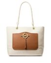 Michael Kors Amy große Seiltragetasche/Reisetasche MK Logo weiß/braun für Damen