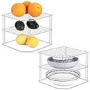 Lonian 3 Tier Counter and Cabinet Corner Shelf Organizer, 2-Pack Kitchen Countertop and Cabinet Organizer Rack, Metal Wire Pantry Organizer and Storage Shelf for Plates, Cups, Dishes