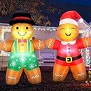 Jetec 2 Pcs Christmas Inflatables Outdoor Decorations Gingerbread Man Inflatable Christmas Yard Decorations Large Light up Christmas Blow-up Yard Decorations for Outdoor Indoor Lawn Garden,32 Inches