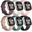Getino Compatible with Fitbit Sense Bands/Sense 2/ Versa 3/ Versa 4 Bands Women Men, Waterproof Silicone Sport Strap Accessories, Soft Band for Fitbit Sense 2/Sense/Versa 3/Versa 4 Smartwatch, Small