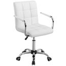 Home Office Chair Leather Computer Desk Chair Adjustable Swivel Chair with Arms