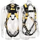 WELKFORDER 3D-Rings Industrial Fall Protection Safety Harness With Leg Tongue Buckles | Shoulder Pad Support ANSI Compliant Full Body Personal Protection Equipment