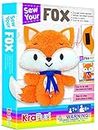 KRAFUN Fox Animal Sewing Kit for Kids Beginner My First Art & Craft, Includes Fox Doll Stuffed Animal, Instructions & Plush Felt Materials for Learn to Sew, Embroidery, Age 7 8 9 10 11 12