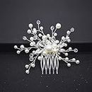 Wedding Hair Accessories, Fanvoes Hair Pieces Comb for Brides Bridal - Silver Vintage Headpiece Jewelry Decorations w/Rhinestone Crystal Ivory Pearl for Mother of Bride Bridesmaid Women Flower Girls