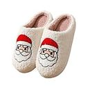 Christmas Slippers Reindeer for Womens, Mens Cartoon Warm Fuzzy House Slippers, Soft Plush Comfy Santa Slippers (Santa Claus,9.5-10 Women/7.5-8 Men)