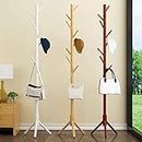 LEOPAX Bamboo Coat Rack with 7 Hooks | Free Standing Tree Coat Hanger Stand | Coat Stand for Coats, Hats, Scarves, Clothes, and Handbags | Assorted Color, 1 Piece (9 x 9 x 68 inch)