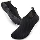 SIMARI Water Shoes Womens and Mens Quick-Dry Aqua Socks Barefoot for Outdoor Beach Swim Sports Yoga Snorkeling, 151 Black, Size 40, SWS001