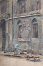 Emile Henry realismo Francia genere uomo fontana portale acquerello fine 19. Jh