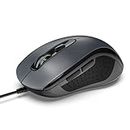 TECKNET USB Wired Mouse, 3600DPI Corded Computer Mouse with 4 Adjustable Levels, 6-Button 5FT Cord Ergonomic Mice, Home and Office Mouse for Laptop PC Desktop Notebook - Grey