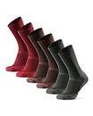 DANISH ENDURANCE 3-Pack Merino Wool Hiking Socks, Anti-Blister Padding, Moisture-Wicking, for Men, Women & Kids, Multicolor: Brown, Red, Green, Medium