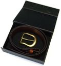 Solid Brass Pin Removable Buckle, Solid Classic Brown Leather Belt with Gift Box