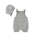DovFanny Newborn Baby Knit Rompers Girls Boys Sleeveless Bodysuit One Piece Overalls Outfits with Cute Hat Set(Grey,6-12Months)