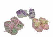 Newborn Baby Girls Crochet Knit Crib Shoes   0-3 months Handmade