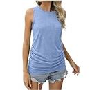 Generic Discount - High to Low Featured Womens Summer Tank Tops Fashion Crewneck Sleeveless Ruched Tunic Blouse Loose Casual Sexy Versatile Outdoor Tee Shirts Ofertas Relámpago