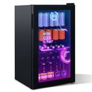 HCK 98L Mini Beverage Refrigerator,0-10°C,Fridge With Cyberpunk Modern Lighting