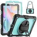 SEYMCY for Samsung Galaxy Tab S6 lite Case 10.4 Inch 2024/2022/2020, Shockproof Case with Screen Protector, Rotating Stand/Hand Strap, Shoulder Strap/Pen Holder, Samsung S6 Lite Tablet Case, Sky Blue