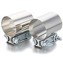 2 Pieces 2" Butt Joint Band Clamp Exhaust Sleeve Stainless Steel