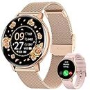 Sanorum Reloj Inteligente Mujer Llamadas Bluetooth 5.3, Smartwatch con Seguimiento del Menstrual Sueño Pulsómetro SpO2/IP68 Whatsapp Notificaciones Android iOS Oro