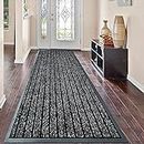 PHP Hallways Runner Rug 60 x 180 cm, Grey - Heavy Duty Washable Non Slip Rubber Backing Carpet Mat for Outdoor and Indoor Kitchen Bedroom Floor Mat