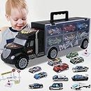 Toddler Toys for 3-4 Year Old Boys,Large Transport Cars Carrier Set Truck Toys with 12 Die cast Vehicles Truck Toys Cars,Ideal Christmas Easter Gifts Toys for Kids Age 3-7