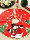 PartySanthe Christmas Tree Skirt 24 inch Red Xmas Tree Ornaments for Christmas Tree Mat with Snowman Elk and Santa Claus for Decorations Pack of 1pc