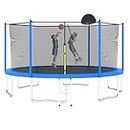 Evedy Outdoor Trampoline for Kids and Adults, 12FT Trampoline with Basketball Hoop - ASTM Approved Reinforced Enclosure, Recreational Trampolines with Ladder Backyard Jumping Trampoline Tranpoline