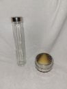 Two Vintage Vanity Scent Bottles Jar Perfume Cologne Boudoir Powder Enameled Lid