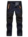 TBMPOY Men's Snow Ski Hiking Pants Waterproof Winter Fleece Lined Pants Camping Skiing Ice Fishing Pants with Belt 02 Thick Navy XXL
