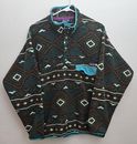 Patagonia Brown Teal Aztec Tribal Print Synchilla Fleece T Snap Pullover Size M