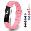 Greeninsync for Alta HR Band, Fitbit Alta HR Replacement Band Small Accessory Watch Buckle Wristbands for Fitbit Alta/Fitbit Alta HR Strap Bracelets W/Same Color Metal Clasp and Fastener (Pink)
