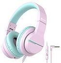 iClever HS19 Kids Headphones Over Ear, HD Stereo Headphones with Microphone for Children, Volume Limiter 85/94dB, Sharing Function, Foldable Headphones for School/Travel/Phone/Kindle/PC/MP3