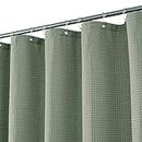 Barossa Design Extra Long Fabric Waffle Weave Shower Curtain 84 inch Height, Hotel Luxury Spa, Water Repellent, 230gsm Heavy Duty, Machine Washable, Sage Green Pique Pattern, 71x84