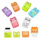 6Pcs Cute Cartoon Pencil Eraser Colorful Roller Pencil Erasers Rubber Rectangle Eraser Animal Themed Roller Eraser with Shaving Roller Case for Kids Gift School Office Supply Stationery