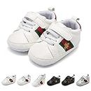 YWY Baby Boys Girls Shoes Sneakers Slippers Anti-Slip Prewalkers First Walking Shoes Walkers PU Leather Upper 12-18 Months White