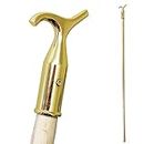 Window Pole Opener and Loft Ladder Pole with Hook | 118cm Smooth Wooden Window Opener Rod with Brass Pole Hook Suitable for Sash or Velux Windows, Attic, Loft Hatch, and Blinds