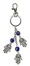 Bravo Team Lucky Hamsa and Blue Evil Eye Keychain Ring, Handbag Charm for Protection and Blessing with Carabiner Lock, Great Gift.