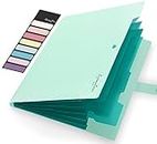 Sooez 5 Pocket Expanding File Folder, Letter Size Accordion Folders for Documents, Cute Folder with Labels, Portable File Organizer, Sleek Paper Organizer for School Office Supplies, A4 Size, Green