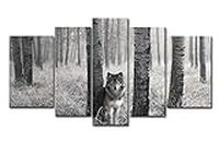5 Panel Wall Art Painting Watchful Wolf Eyes in The Wild Prints On Canvas The Picture Animal Pictures Oil for Home Modern Decoration Print Decor