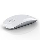 RAPIQUE Bluetooth Wireless Mouse - (BT5.1+USB) Slim Dual Mode Computer Mice with Quiet Click, Low Power, and 1600 DPI, Portable Cordless for MacBook, Laptop, iPad Pro/Air, Chromebook (White)