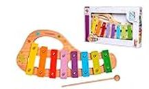 Eichhorn 100003482 Musik xylophon aus Holz Colourful Scale with 8 Tones, Including 1 Clapper and Songbook with Five Songs to Replay, 3 Parts, 30 x 15 cm, from Two Years
