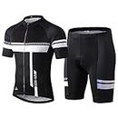 INBIKE Cycling Jersey Men Short Sleeve Shirt Gel Padded Shorts Large Black
