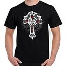 Steampunk T-Shirt, Cross Gothic Religious Mens Unisex Tee Top Biker Motorbike