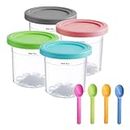 Ice Cream Container - Dessert Food Storage Cups, Leak Proof Ice Cream Tub | Airtight Washable Sorbets Container, Dishwasher Safe Milk Shake Pints for Home Apartment Kitchen Accessories, 12x23x24cm