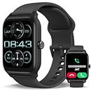 Smart Watch for Men Women (Answer/Make Call/Alexa Voice), Fitness Tracker with Heart Rate Blood Oxygen Sleep Monitor IP68 Waterproof 1.8" Touch Screen smartwatch for iPhone Android Phones, Black