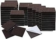 BUYORY Self Sticking Furniture Pads Square, Felt Pads, Non-Slip Floor Protector, Furniture Pad Noise Insulation with Plastic Storage Box 100Pcs (Dark Brown)