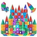 Playmags 150 Pcs Magnet Building Tiles Set for Kids - Colorful Stronger Magnets - 3D Magnetic Building Blocks - STEM Creative Construction Toys - Magnetic Tiles For Kids