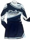 Cheerleader Uniform Outfit Costume 34 Inch Top 26 Skirt Marlins 3 Piece Navy