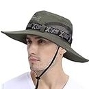 GUSTAVE® Summer Outdoor Sun Protection Round Cap for Men Wide Brim Summer Hat for Fishing Hiking, Camping & Outdoor Adventures with Mesh UPF 50 Protection for Men & Women Army Green