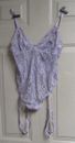ADORE ME - LACE THONG TEDDY WITH THIGH STRAPS - PURPLE - SIZE L -  NWT