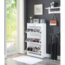 Wood Shoe Cabinet in White High Gloss Finish,with Extension Drawer